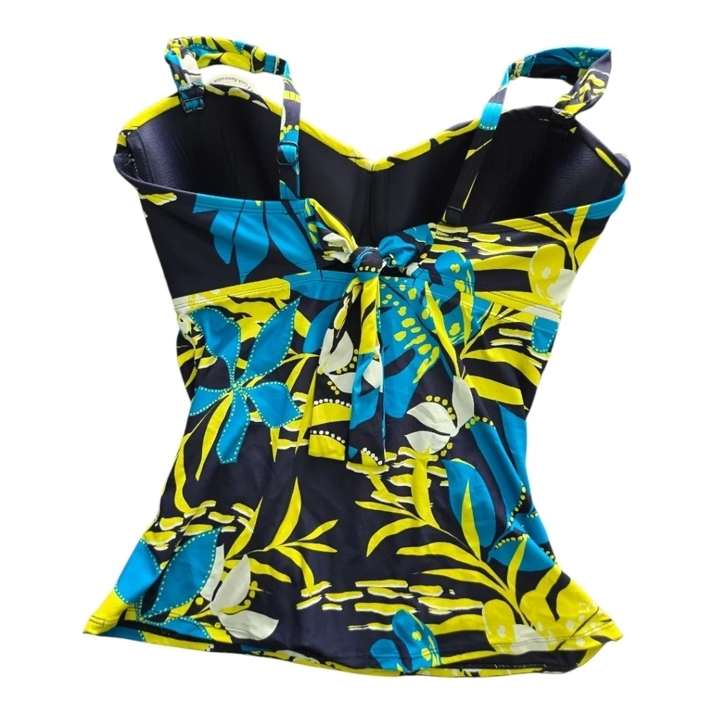 Coco Reef Blue and Yellow Bikini with Ruched Sweetheart Neckline, 34DD